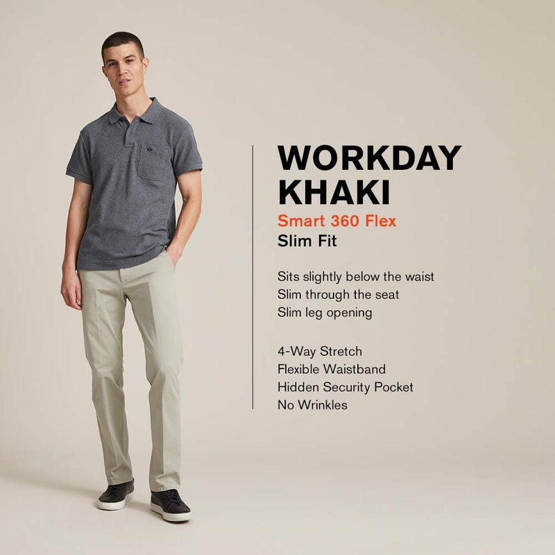 DockersÂ® Men's Workday Khaki Slim Fit with Smart 360 Flexâ„¢, Dark Pebble, 34W x 32L - Image 2